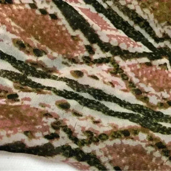 NY Collection Women’s Snakeskin Design Pink Brown Long Sleeve Sheer Button Up S - Picture 6 of 13